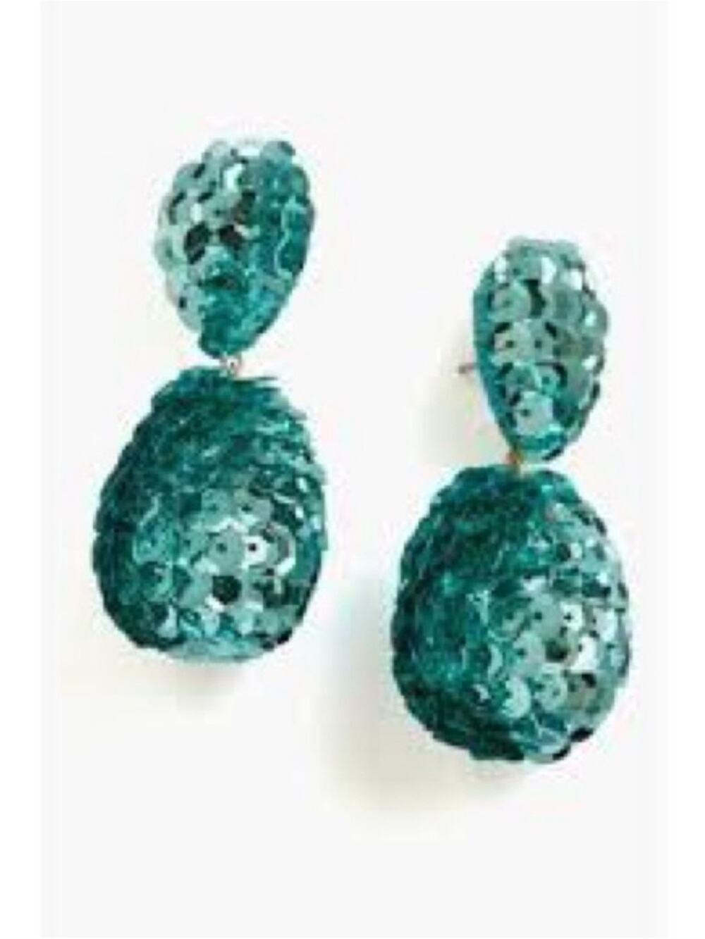 Tuckernuck Sequin Sandra Earring Turquoise Blue Statement Jewelry Modern NWT